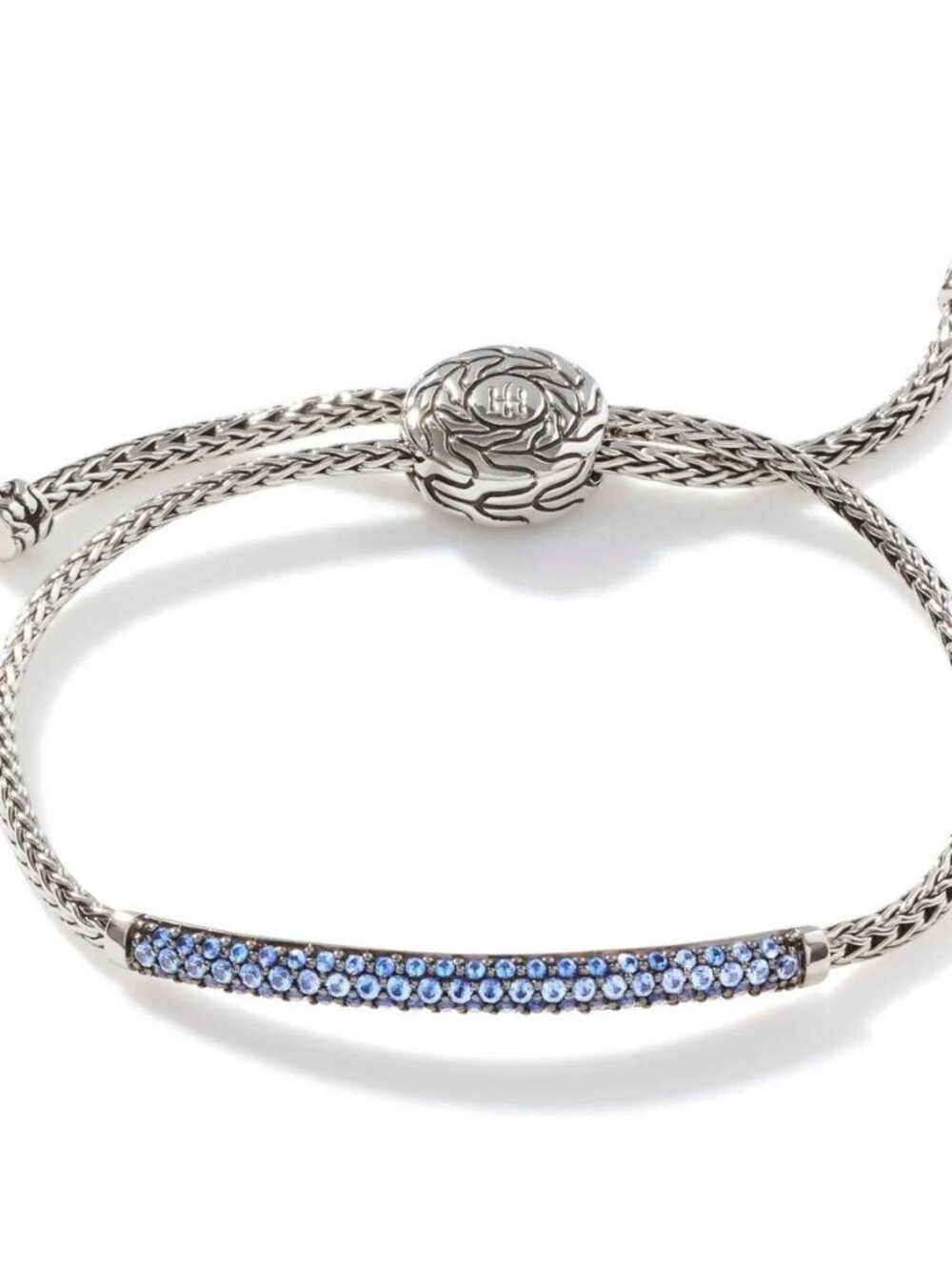 John Hardy Silver Mini Chain Pull Through Bracelet 2.5mm Blue Sapphire S-M